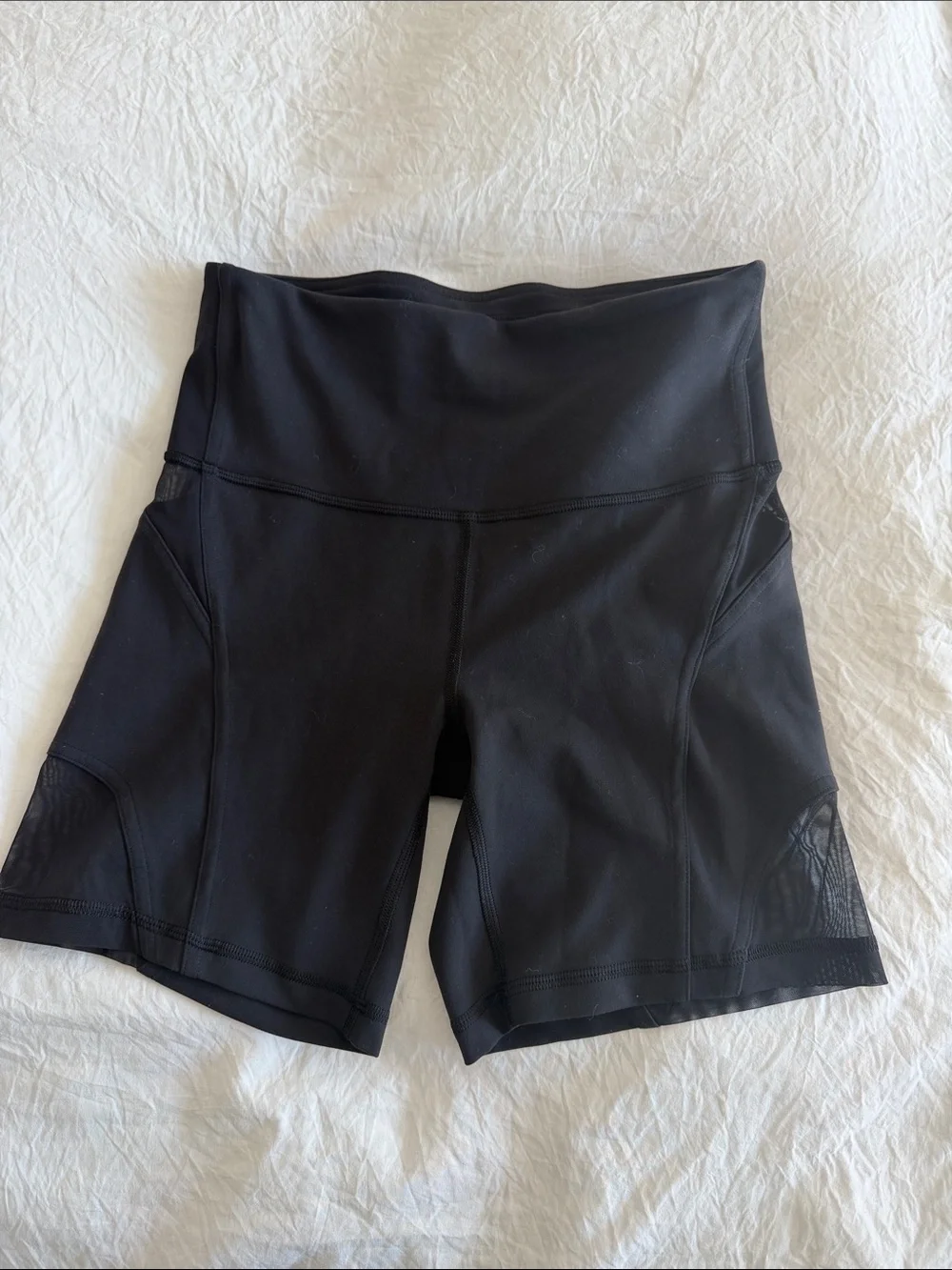 lululemon athletica Black High-Rise Biker shorts with mesh cut outs! So cute!!